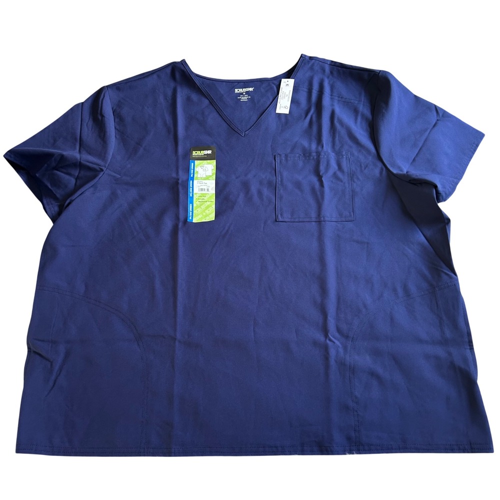 Scrubstar V-Neck Scrub Top Unisex Size 3XL Blue Short Sleeve Work Shirt Durable